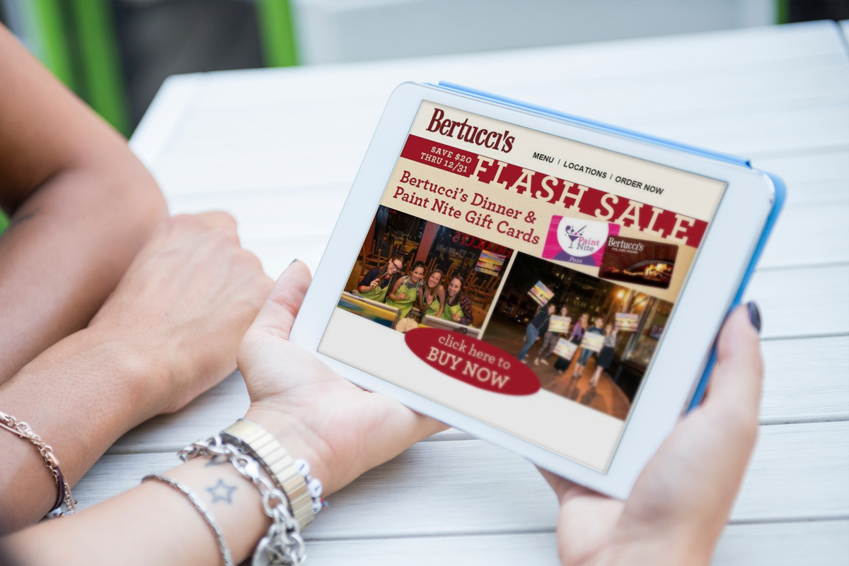 Bertucci's and PaintNite use the power of gift cards to offer online promotions. Bertucci's and PaintNite use the power of gift cards to offer online promotions.